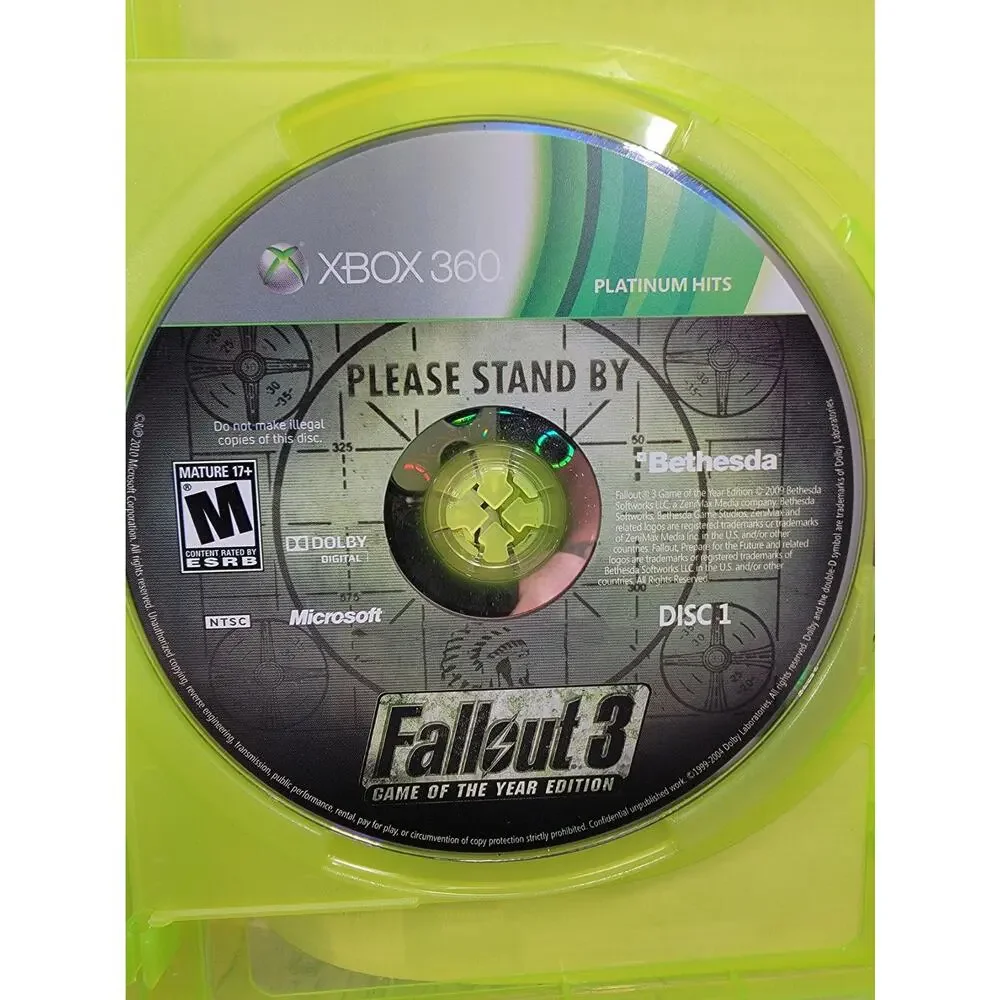 Fallout 3 Game of the Year Edition Microsoft Xbox 360 Platinum Hits Best Seller